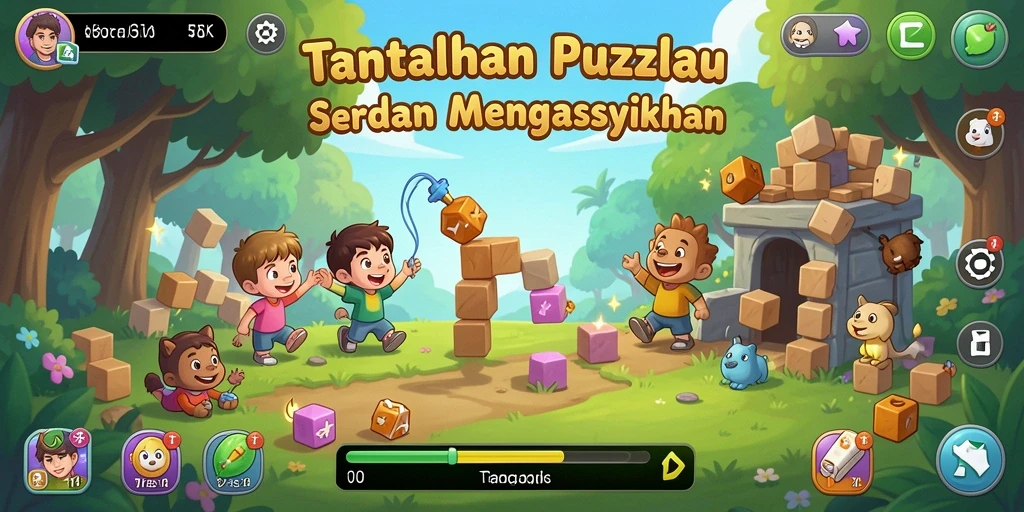 Screenshot utama gameplay <strong>5ZK</strong> yang menampilkan berbagai tantangan puzzle.