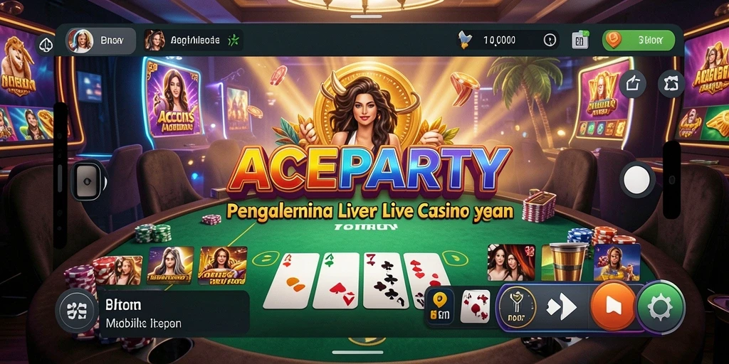 Tampilan utama ACEPARTY menampilkan dealer profesional dalam suasana Live Casino.