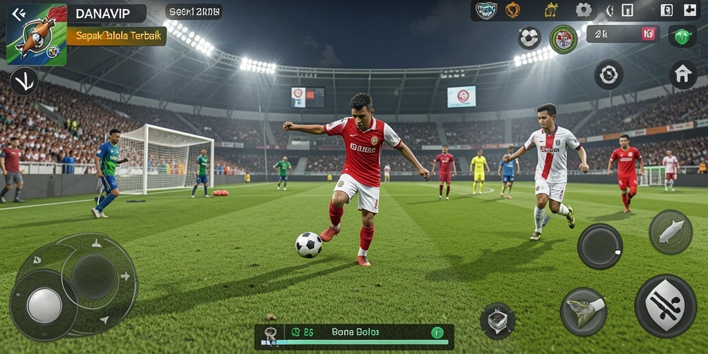 Tampilan gameplay menarik dari DANAVIP di lapangan sepak bola.