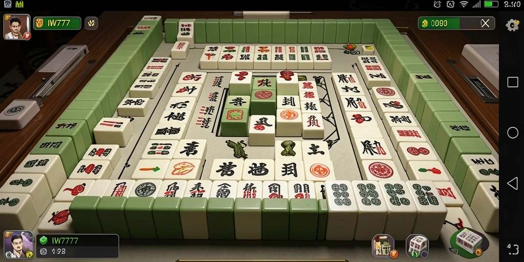Screenshot IW777 menampilkan gameplay Mahjong yang seru dan menantang.
