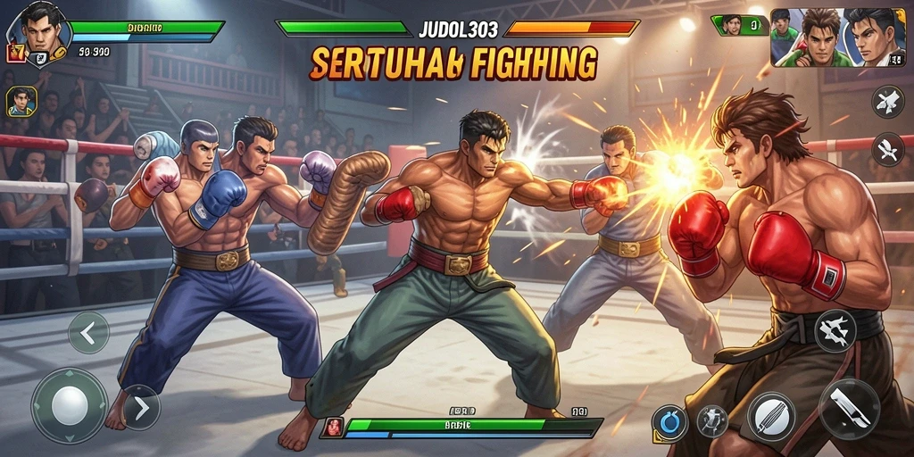 Screenshot JUDOL303 menunjukkan momen seru dalam pertarungan Fighting.