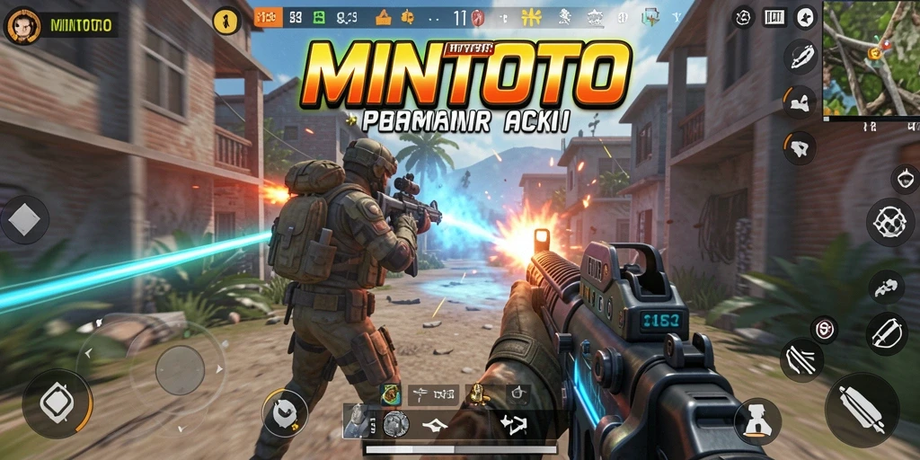 Screenshot gameplay MINTOTO menampilkan aksi seru di medan pertempuran TPS.