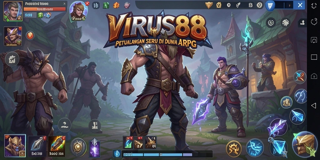 Screenshot gameplay VIRUS88 yang menunjukkan aksi pertempuran seru.